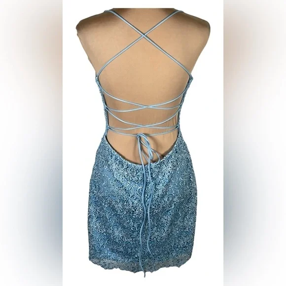 ALYCE PARIS ✨ Elegant Blue Sequin Dress ✨ - Picture 5 of 11